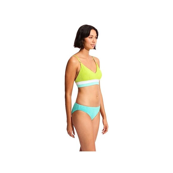 Seafolly Slice Of Splice Bralette Bikini Top Lime & Aqua Size 8 Convertible NWT - Picture 2 of 7
